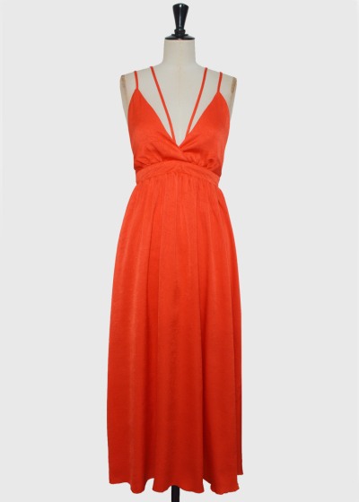 Zaida red evening dress with open back