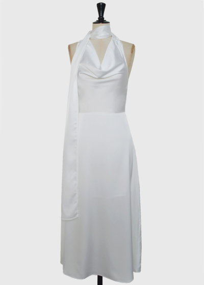 Zeyna white zipped evening dress