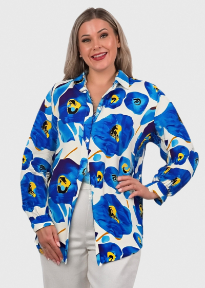 Yasmina blue floral printed blouse