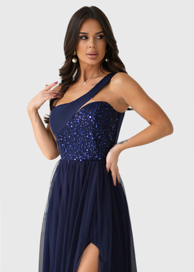 Tuna dark blue long evening dress