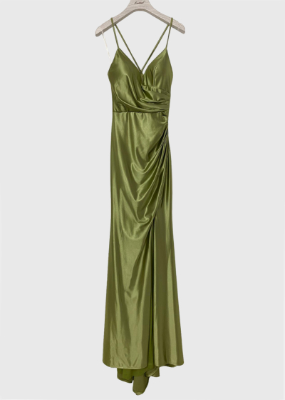 Arna green split hem evening dress