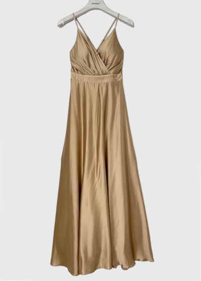 Ardina gold backless evening dress