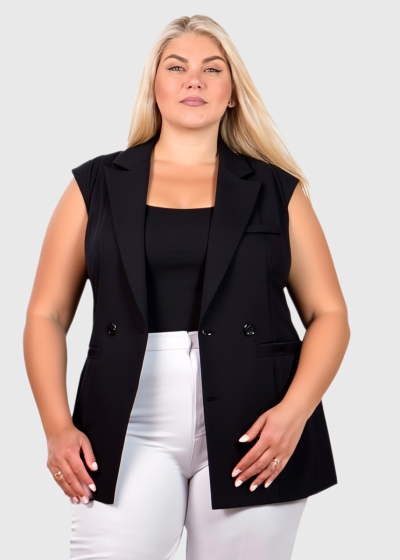 Tefia Lielo izmēru melna pagarināta veste