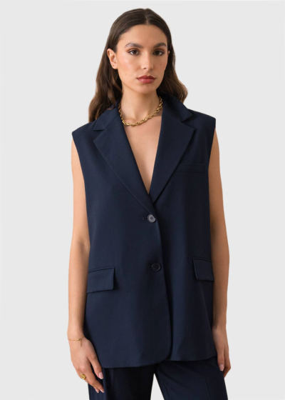 Audrey dark blue oversized vest