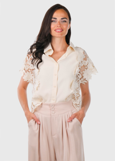 Simran beige blouse with lace
