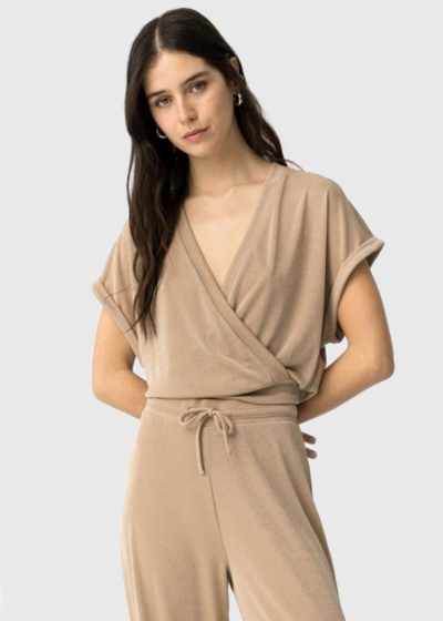Beige V-neck top