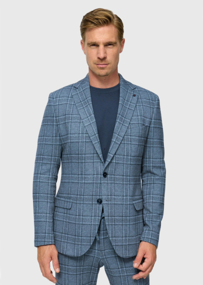 Tian blue men's checkered blazer