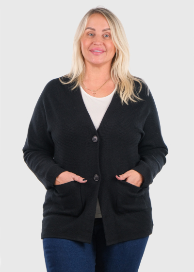 Katina melns kardigans ar kabatām