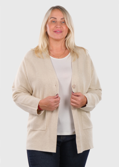 Katina gaiši bēšs kardigans ar kabatām