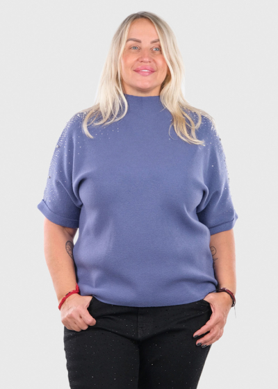 Kaya blue sweater with pearls
