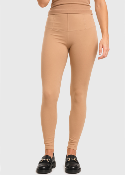 Kaylin beige zipped leggings