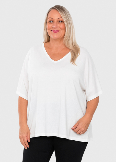 Janine balta brīva piegriezuma blūze