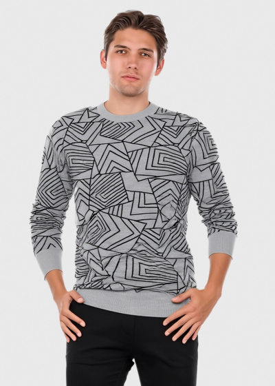 Jedi grey sweater in geometric print