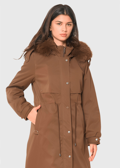 Dorota brown long drawstring jacket