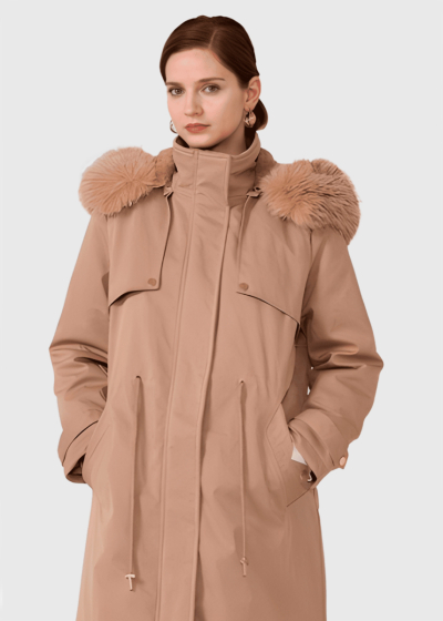 Luciana beige drawstring parka