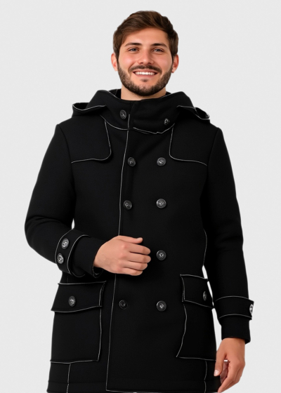 Black coat with hood
