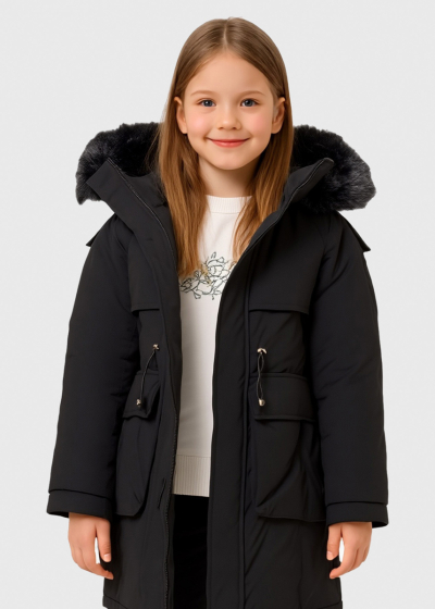 Ebru melna pagarināta jaka 