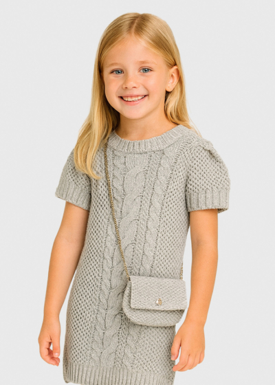 Elvi pelēka adīta kleita