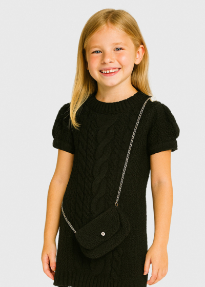 Elvi melna adīta kleita