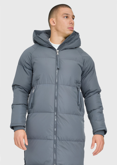 Grey long jacket with hood