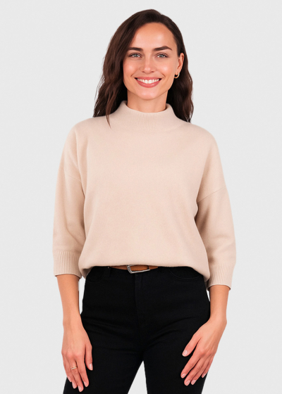 Eleanor beige three quarter sleeve sweater