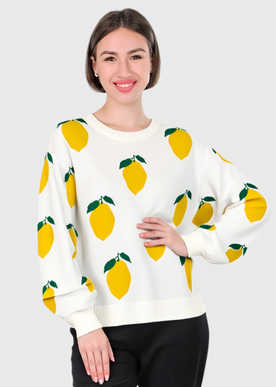 Ari white printed sweater