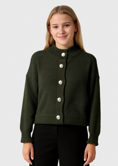 Sue khaki buttoned sweater