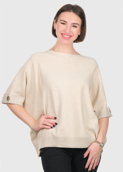 Pam light beige three quarter sleeve sweater