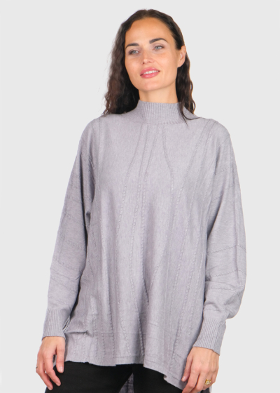 Sandra grey sweater with a dipped hem