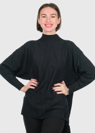 Sandra black sweater with a dipped hem