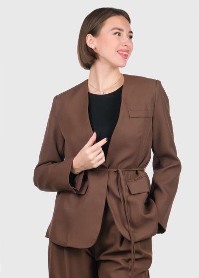 Nicole brown blazer with belt