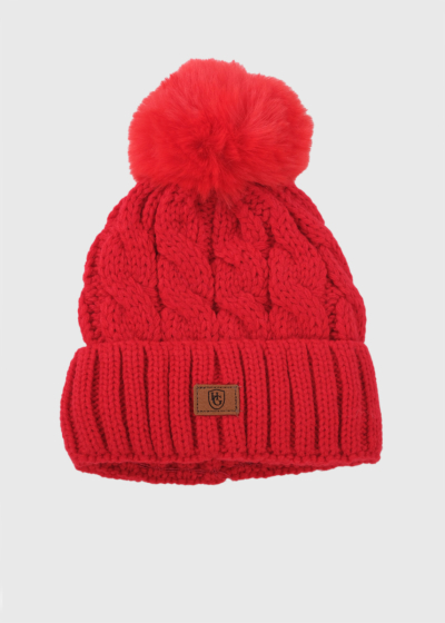 Stef red pom pom hat
