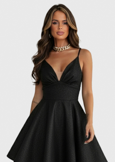 Esme black short evening dress