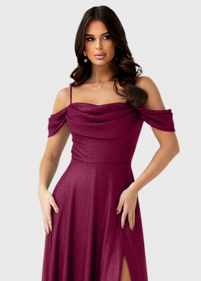 Evelyn bordo long evening dress