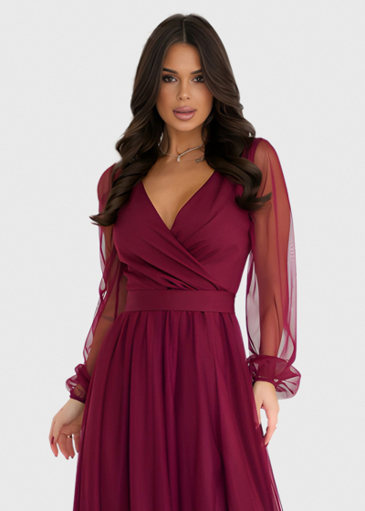 Nella bordo long sleeve evening dress