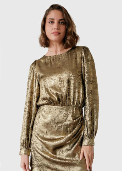 Emily gold short evening dress
