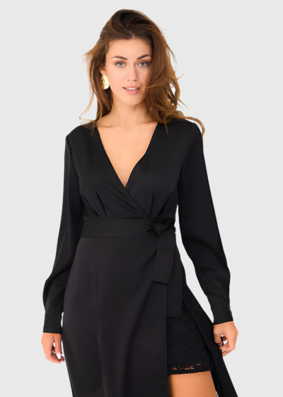 Emmy black wrap evening dress