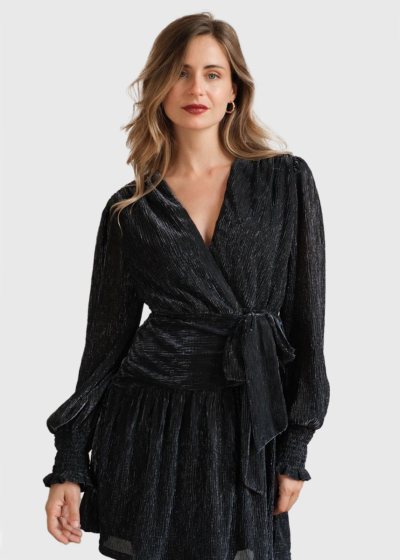 Flo black short evening dress