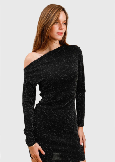 Flora black short bodycon evening dress