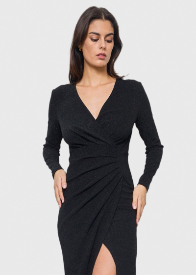 Frances black evening dress with split