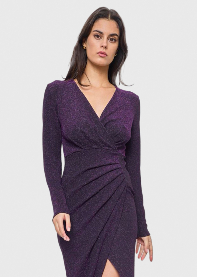 Frances purple evening dress with split