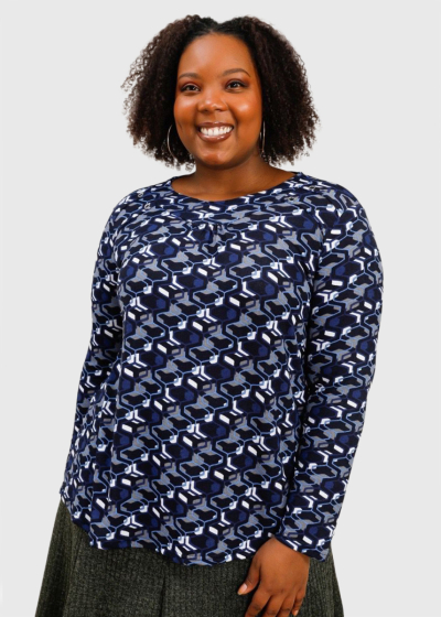 Gabby Plus Size dark blue printed blouse