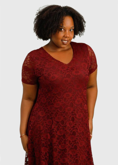 Rossana Plus Size bordo short dress