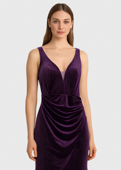 Gia purple evening dress with slit
