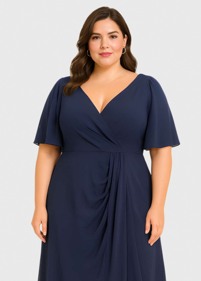 Giselle Plus Size dark blue long evening dress