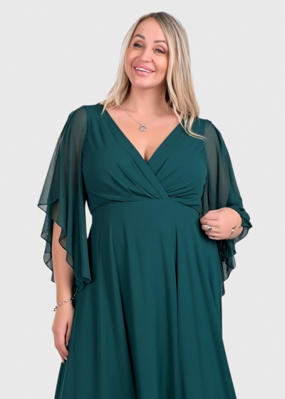 Elle Plus Size green long evening dress