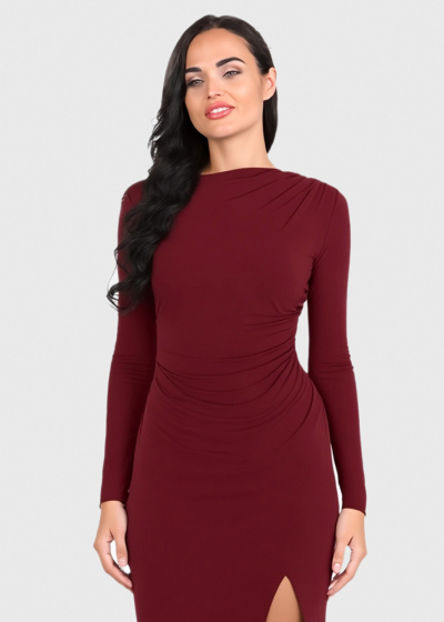 Gwen dark red long backless evening dress