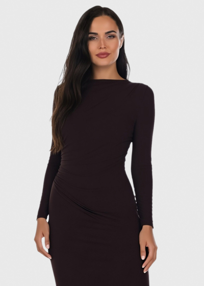 Wendy brown long sleeve evening dress