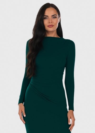 Wendy green long sleeve evening dress