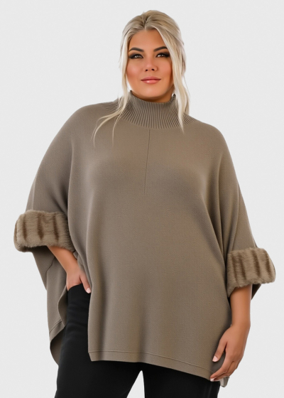 Harper light brown fur inserts sweater